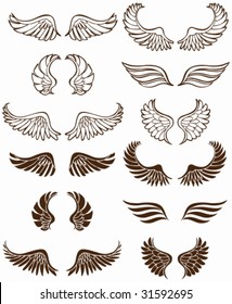 Wing Set: Line art flight symbols.