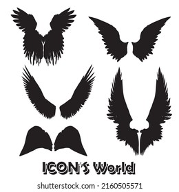 Wing set. Wing silhouette. Vector illustration eps10.
