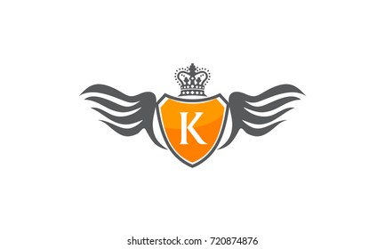 Wing Shield Crown Logo Initial K