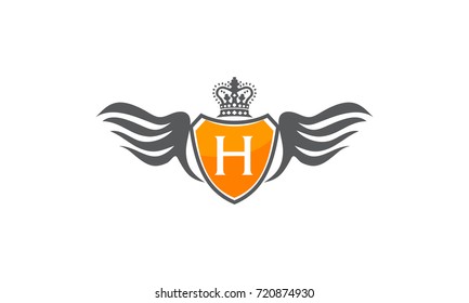 Wing Shield Crown Logo Initial H