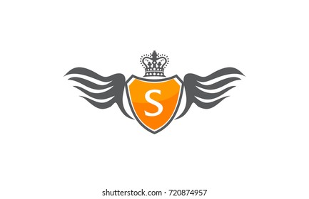 Wing Shield Crown Logo Initial S