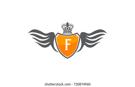 Wing Shield Crown Logo Initial F