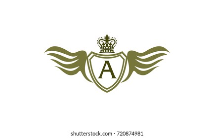 Wing Shield Crown Logo Initial A