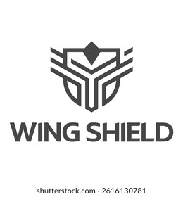 wing shield flat minimalist logo design