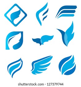 Wing signs. Symbol of lightness, speed, agility