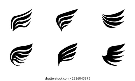 Wing silhouette vector symbol, isolated on white background , Illustration Vector EPS 10