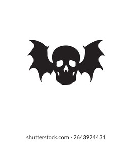 Wing skull emblem icon vector. Skull with bat wings, gothic and fantasy style vector.