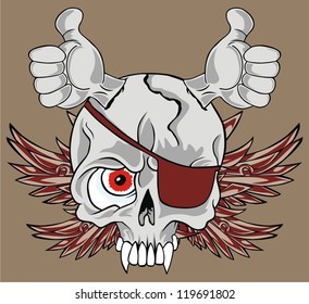 wing skull hand
