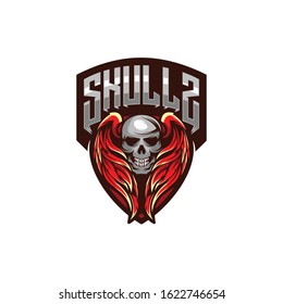 wing skull logo design vector