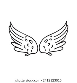 wing, sky cartoon design. Hand drawn popular angel and cupid element design