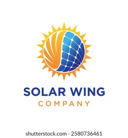 Wing with Solar Panel System Logo Design. This design perfect for pigeon evicition, bird control in solar panel business