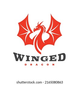 Wing spread winged dragon logo design. Dragon wing mascot vector icon