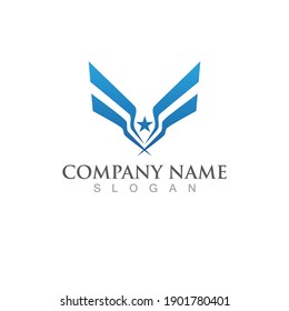 Wing and star falcon logo and symbol vector