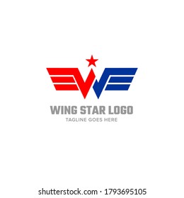 Wing Star Letter W Logo Vector