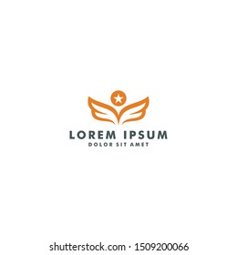 wing star logo design icon vector illustration