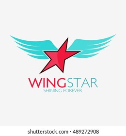 Wing Star logo design template. Star vector logo design branding corporate identity. Simple modern star vector .