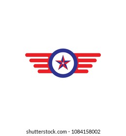 Wing with star logo design vector