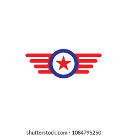 Wing with star logo design vector