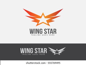 Wing Star Logo Template Design Vector