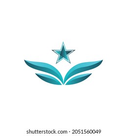 wing star stylish logo icon flat vector concept graphic design