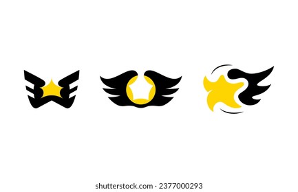 wing star vector illutration. modern, minimal and simple style. used for emblem, logo, icon, symbol, sign or print