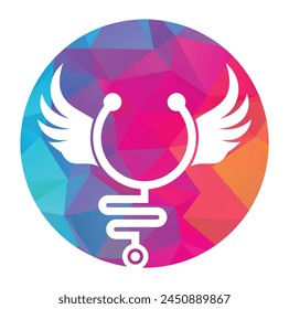 Wing stethoscope logo vector design icon.