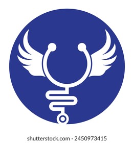 Wing stethoscope logo vector design icon.