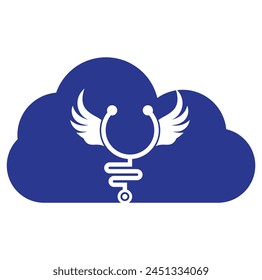 Wing stethoscope logo vector design icon.