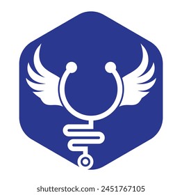 Wing stethoscope logo vector design icon.