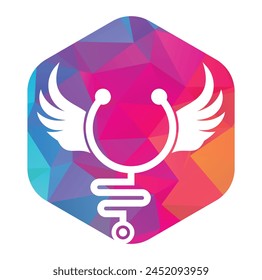 Wing stethoscope logo vector design icon.