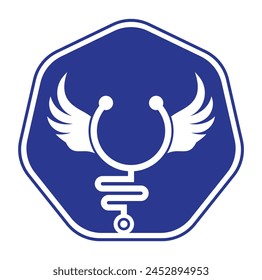Wing stethoscope logo vector design icon.
