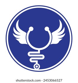 Icono de diseño de Vector con logotipo de estetoscopio de ala.