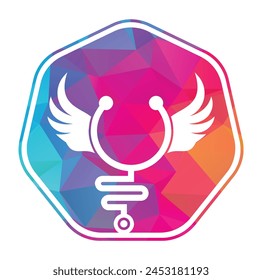 Wing stethoscope logo vector design icon.