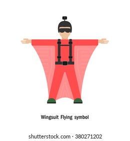 Wing suit Flying.Wing suit flight.Healthcare and sport logo icon concept.Vector illustration