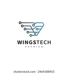 wing tech icon logo design illustration