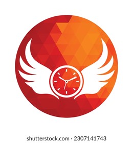 Wing Time Logo Template Design Vector. wings clock logo vector design.