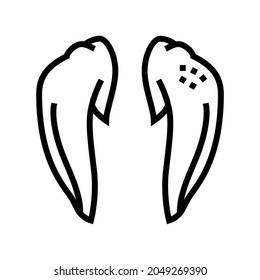 Flügelspitze Hühnerzeilensymbol Vektorgrafik. Hühnerschild mit Flügelspitze. isoliertes Kontursymbol