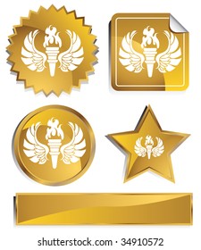 oro de icono de la antorcha de ala