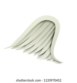 Wing in trendy paper cut craft graphic style. Modern design for advertising, branding greeting card, cover, poster, banner. Vector illustration.