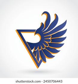 ala en triángulo azul y naranja diseño del logotipo del color, forma 3d