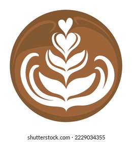 Wing Tulip Latte Art Coffee Logo Design auf weißem Hintergrund, Vektorgrafik