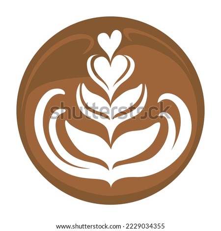 Wing Tulip Latte art Coffee Logo Design on white background, Vector illustration