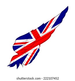 Wing with United Kingdom flag on white background. Vector illustration