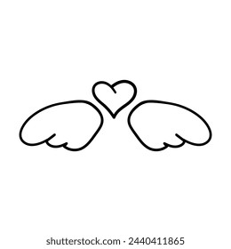 Icono de vector de ala en estilo doodle. Símbolo en diseño simple. Objeto de dibujos animados dibujado a mano aislado sobre fondo blanco.