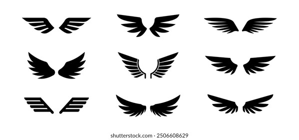 Wing vector. Wing icon set. Collection wings badges. Wing logo Vector illustration.