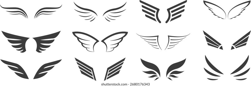 Wing vector. Wing icon set. Minimalist simple design