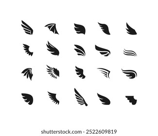 Wing vector. Wing icon set. wings set isolated on white background