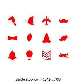 wing vector set. With feather, parrot and rocket icons in set