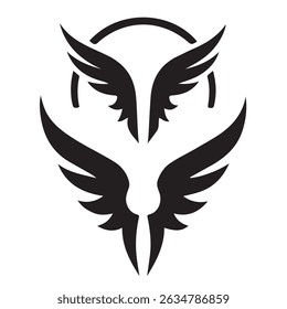 
wing vector set, wing logo designs. Various artistic wing illustrations, bird, angel, bat, eagle, and minimalist wing icons for branding, tattoos, emblems,