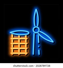 wing of windmill fell away neon light sign vector. Glowing bright icon wing of windmill fell away sign. transparent symbol illustration